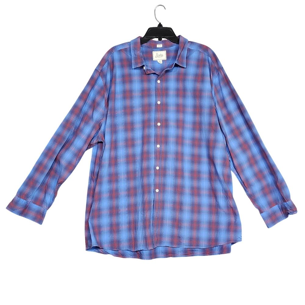 Bixby‎ Nomad Button Down Shirt Long Sleeve Size XXXL Regular Fit Blue Red Plaid